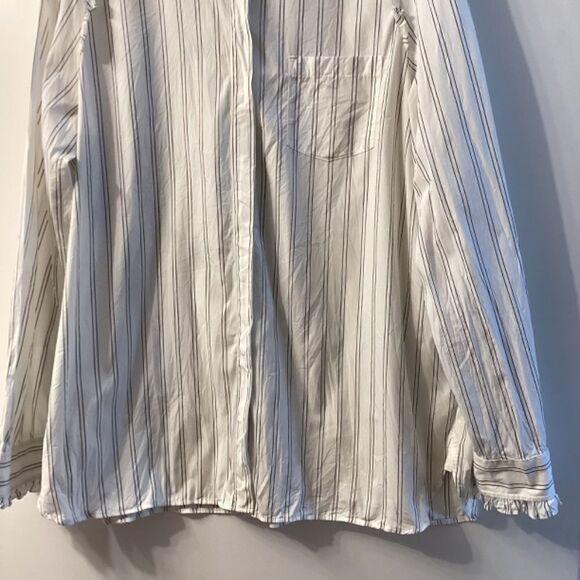 Max Mara Weekend White Striped Cotton Shirt Size 14 - Picture 6 of 15